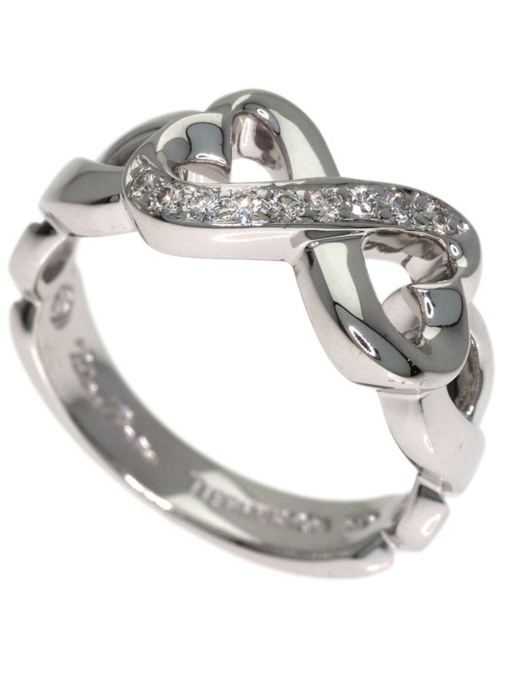 Tiffany & Co Double Loving Heart Diamond Ring 18k White Gold